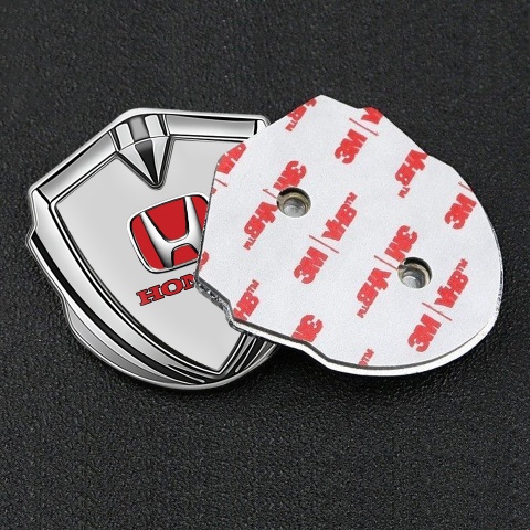 Honda Tuning Emblem Self Adhesive Silver Moon Grey Red Logo Design