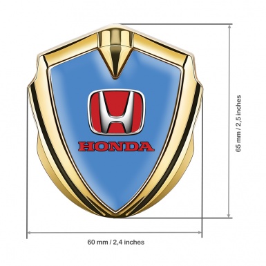 Honda Fender Emblem Badge Gold Glacial Blue Crimson Logo