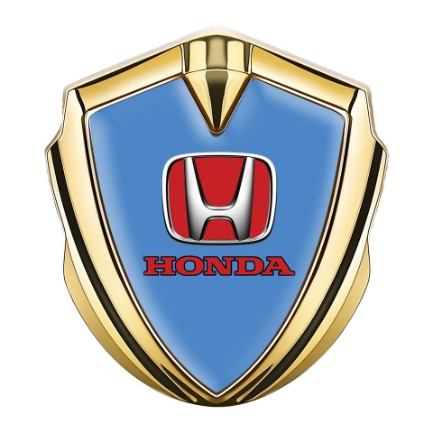 Honda Fender Emblem Badge Gold Glacial Blue Crimson Logo