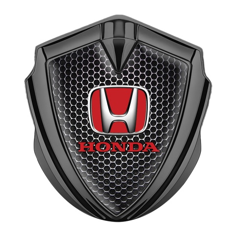 Honda Fender Metal Domed Emblem Graphite Punctured Grate Red Edition