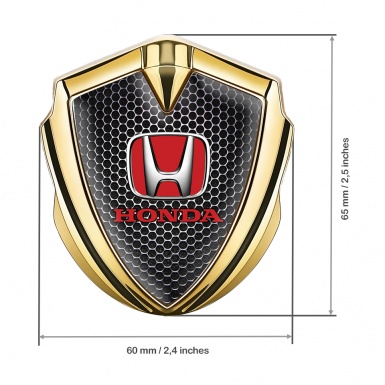 Honda Emblem Abzeichen selbstklebend Goldtonfarbe mit Perforierter Stahl Effekt