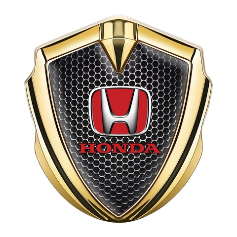 Honda Fender Metal Domed Emblem Gold Punctured Grate Red Edition