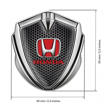 Honda Fender Metal Domed Emblem Silver Punctured Grate Red Edition