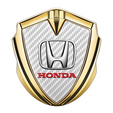 Honda Trunk Emblem Badge Gold White Carbon Chromed Logo Effect