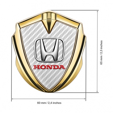 Honda Trunk Emblem Badge Gold White Carbon Chromed Logo Effect