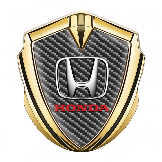 Honda Trunk Metal Emblem Badge Gold Dark Carbon Chrome Motif