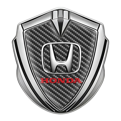 Honda Trunk Metal Emblem Badge Silver Dark Carbon Chrome Motif