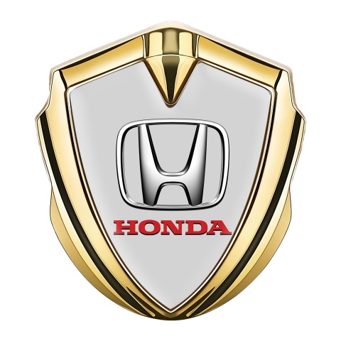 Honda Metal Bodyside Domed Emblem Gold Grey Ingot Chrome Effect