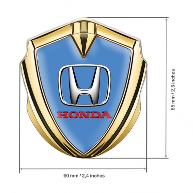 Honda Metal Self Adhesive Badge Gold Pastel Blue Metallic Edition