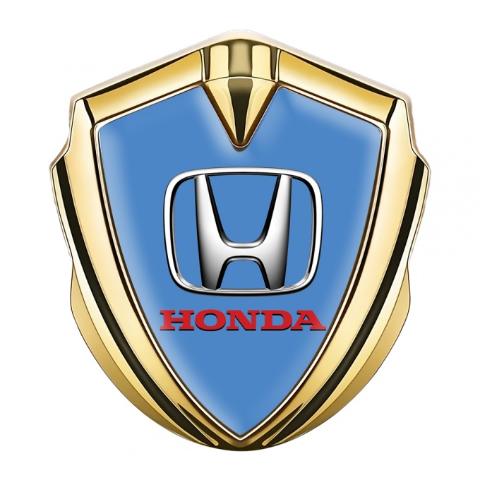 Honda Metal Self Adhesive Badge Gold Pastel Blue Metallic Edition