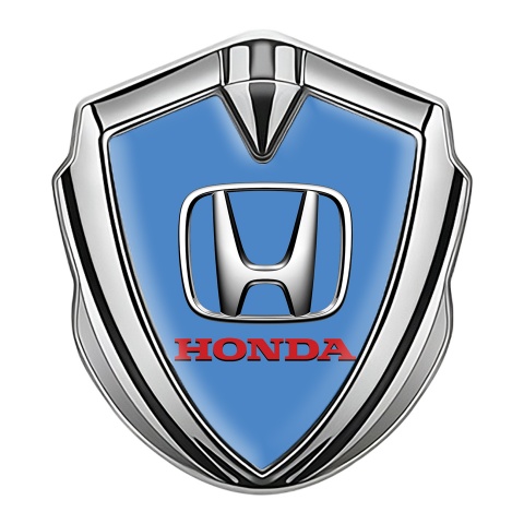 Honda Metal Self Adhesive Badge Silver Pastel Blue Metallic Edition