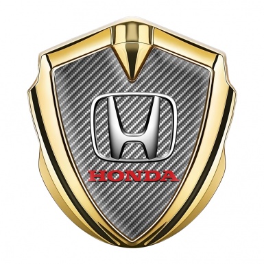 Honda Domed Self Adhesive Emblem Gold Light Carbon Steel Effect