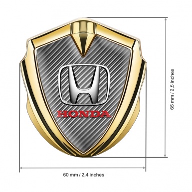 Honda Domed Self Adhesive Emblem Gold Light Carbon Steel Effect
