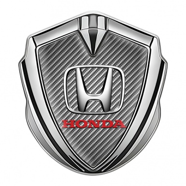 Honda Domed Self Adhesive Emblem Silver Light Carbon Steel Effect