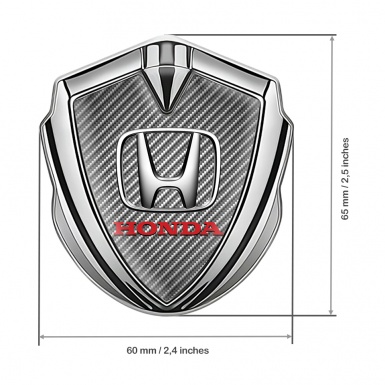 Honda Domed Self Adhesive Emblem Silver Light Carbon Steel Effect