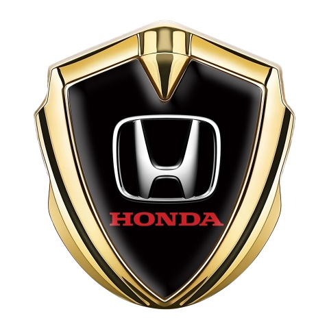 Honda Metal Emblem Self Adhesive Gold Pure Black Chromed Effect