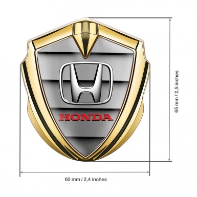 Honda 3D Car Metal Domed Emblem Gold Front Grille Chrome Effect