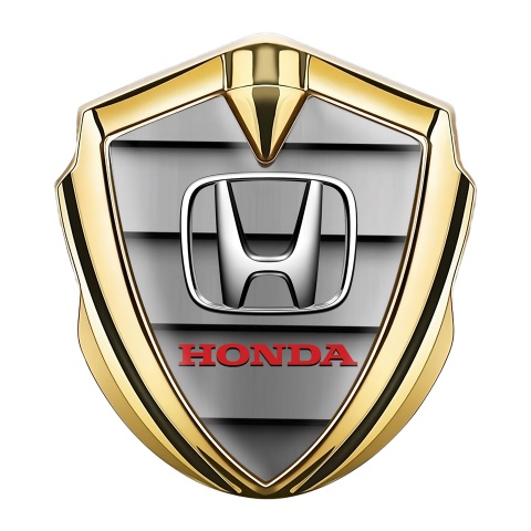 Honda 3D Car Metal Domed Emblem Gold Front Grille Chrome Effect