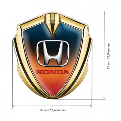 Honda Bodyside Domed Emblem Gold Old Copper Gradient Metallic Motif