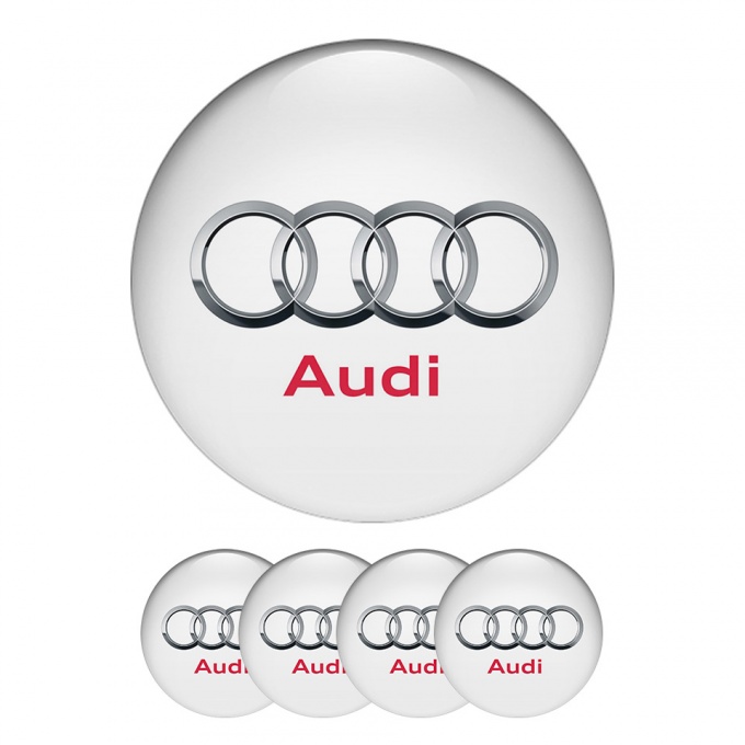 Audi Sticker Wheel Center Hub Cap Red Logo, Wheel Emblems, Stickers