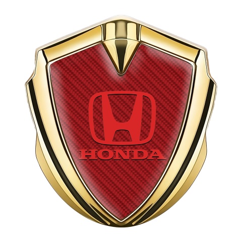 Honda Tuning Emblem Self Adhesive Gold Red Carbon Crimson Logo