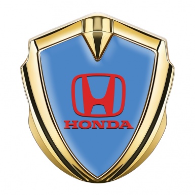 Honda Metal Bodyside Domed Emblem Gold Sky Blue Red Design