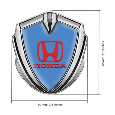 Honda Metal Bodyside Domed Emblem Silver Sky Blue Red Design