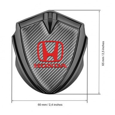 Honda Metal Self Adhesive Badge Graphite Light Carbon Clean Red Logo
