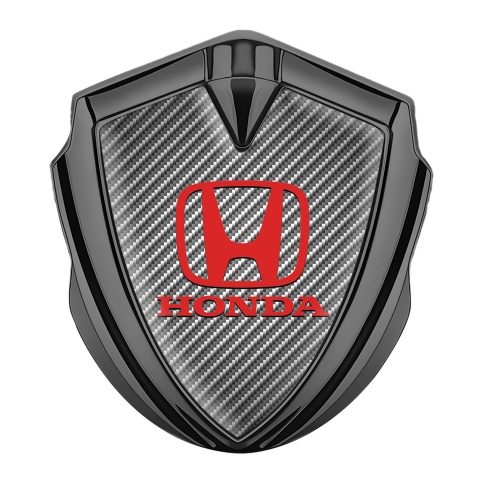 Honda Metal Self Adhesive Badge Graphite Light Carbon Clean Red Logo