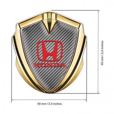 Honda Metal Self Adhesive Badge Gold Light Carbon Clean Red Logo
