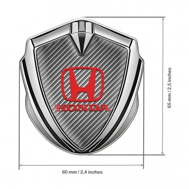 Honda Metal Self Adhesive Badge Silver Light Carbon Clean Red Logo