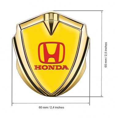 Honda Domed Self Adhesive Emblem Gold Pure Yellow Crimson Logo