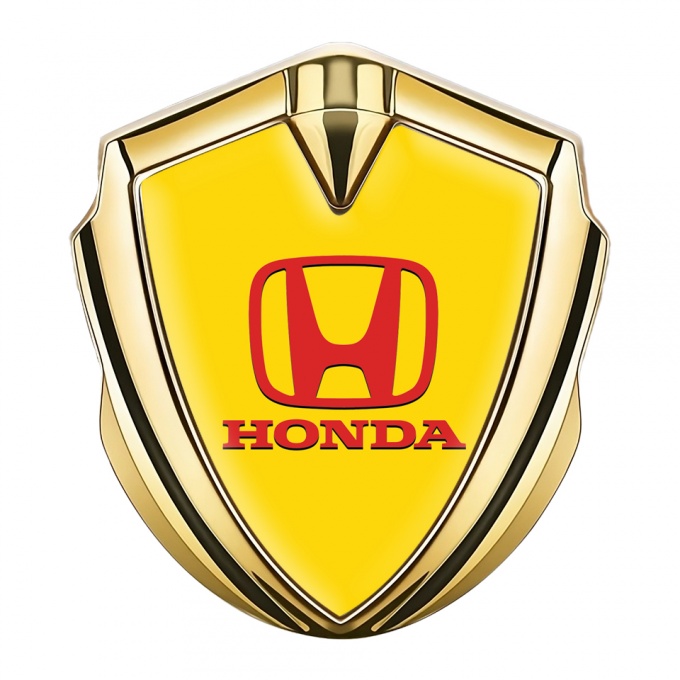 Honda Domed Self Adhesive Emblem Gold Pure Yellow Crimson Logo
