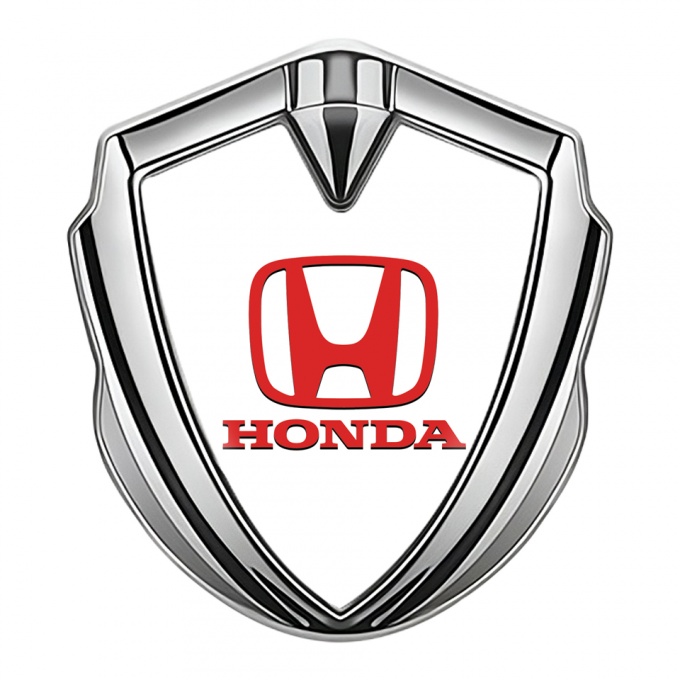 Honda Self Adhesive Bodyside Emblem Silver Pearl Base Red Logo Design