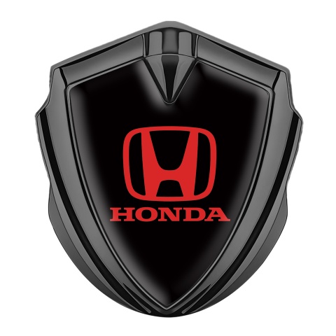 Honda Metal Emblem Self Adhesive Graphite Noir Black Red  Motif