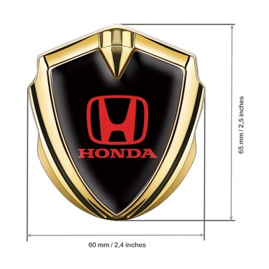Honda Metal Emblem Self Adhesive Gold Noir Black Red Motif