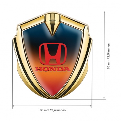 Honda 3D Car Metal Domed Emblem Gold Colorful Gradient Crimson Logo