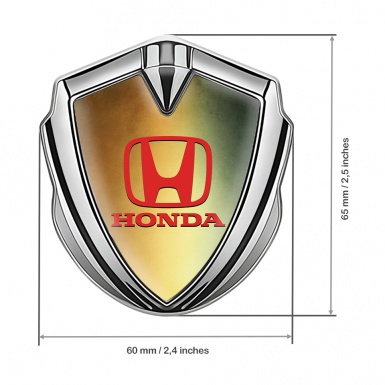 Honda Bodyside Badge Self Adhesive Silver Rusty Gradient Crimson Logo