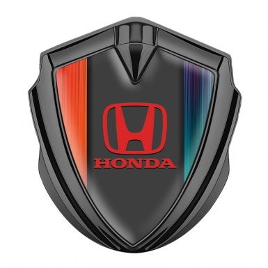 Honda Emblem Self Adhesive Badge Graphite Color Gradient Red Motif