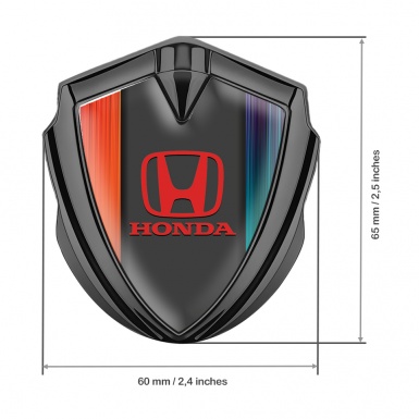 Honda Emblem Self Adhesive Badge Graphite Color Gradient Red Motif