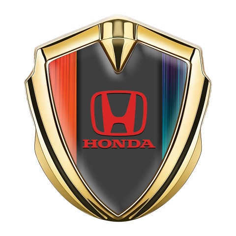 Honda Emblem Self Adhesive Badge Gold Color Gradient Red Motif
