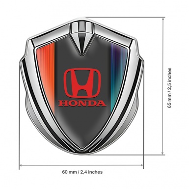 Honda Emblem Self Adhesive Badge Silver Color Gradient Red Motif