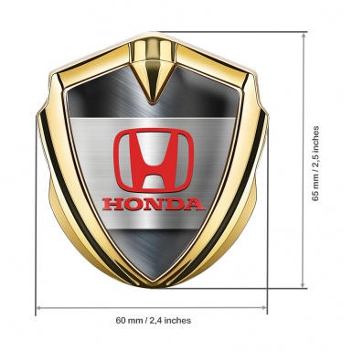 Honda Bodyside Domed Emblem Gold Brushed Steel Crimson Logo