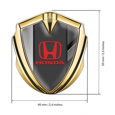 Honda Metal Emblem Self Adhesive Gold Dual Front Red Logo Design