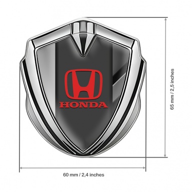 Honda Metal Emblem Self Adhesive Silver Dual Front Red Logo Design