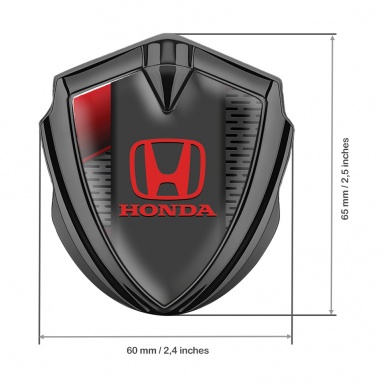 Honda 3D Car Metal Domed Emblem Graphite Dark Grate Red Elements