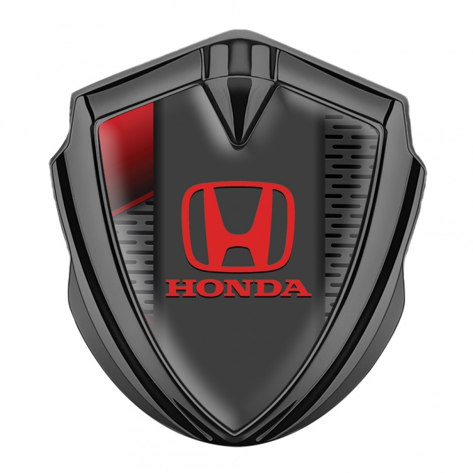 Honda 3D Car Metal Domed Emblem Graphite Dark Grate Red Elements