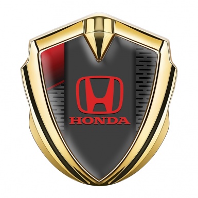 Honda 3D Car Metal Domed Emblem Gold Dark Grate Red Elements