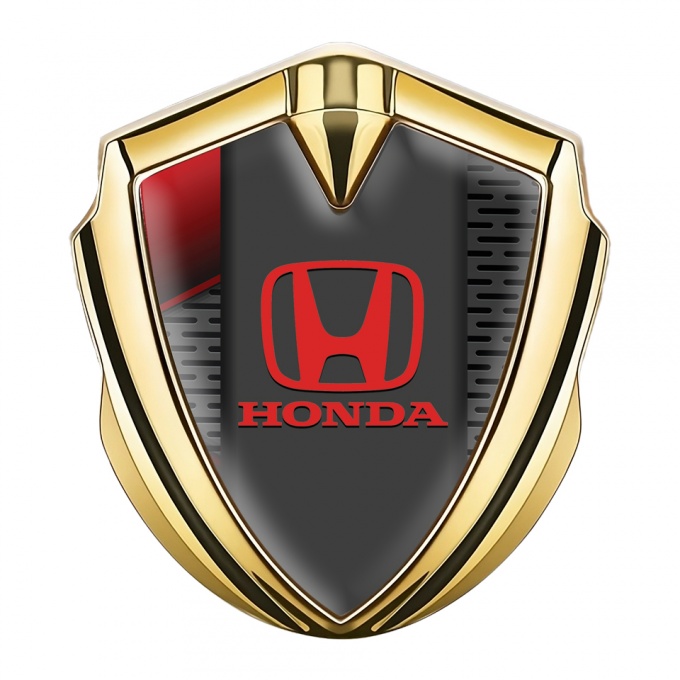 Honda 3D Car Metal Domed Emblem Gold Dark Grate Red Elements