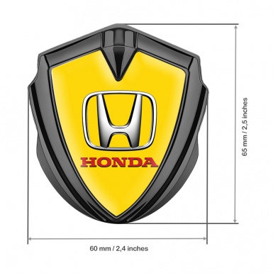 Honda Bodyside Badge Self Adhesive Graphite Yellow Base Chrome Logo